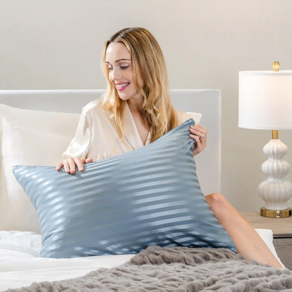 Pillowcase - Ash Blue Striped - Queen