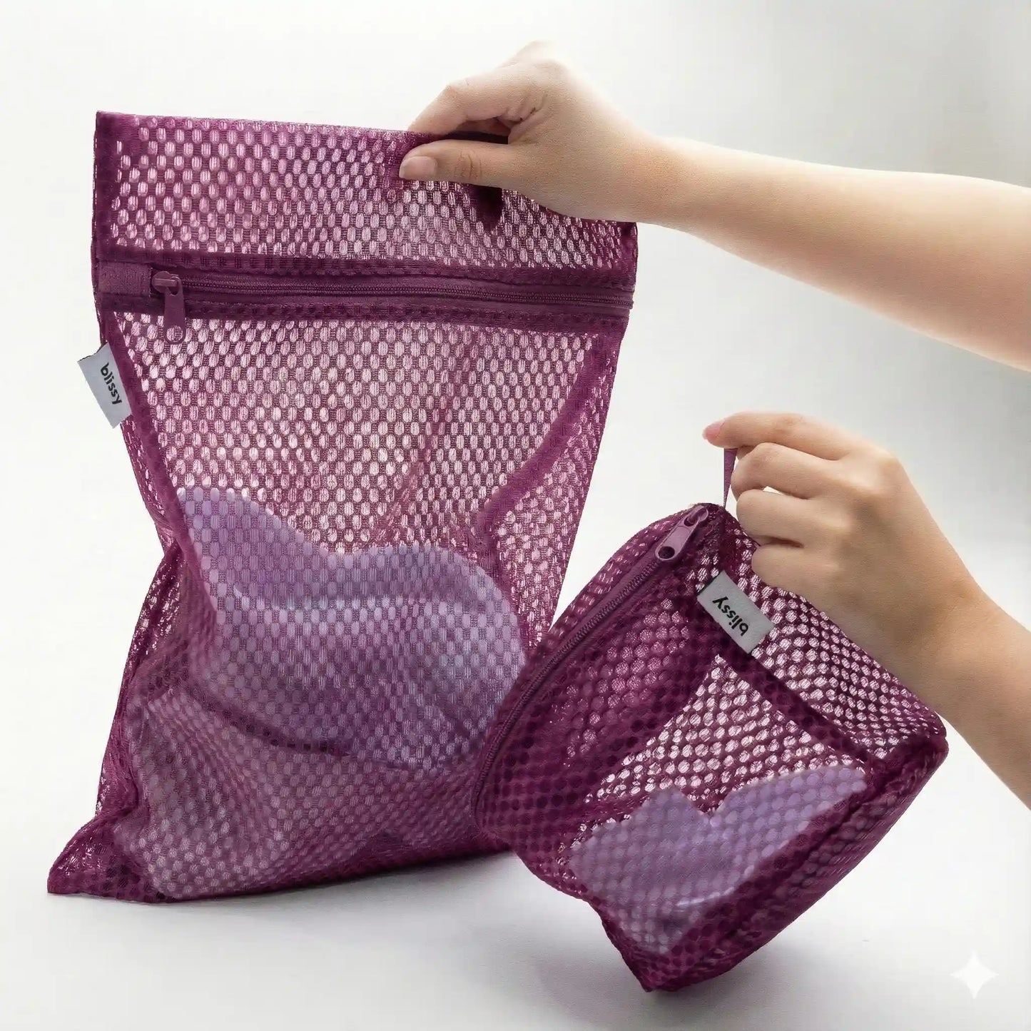 Blissy - Mesh Wash/Laundry Bags - Plum (3 pack)